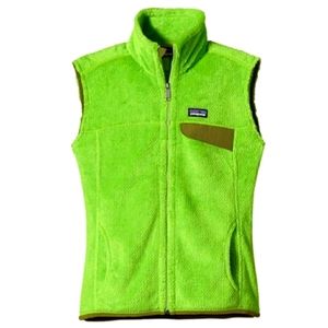 Patagonia Rare Re Tool Lime Green Full Zip Fleece Vest Small